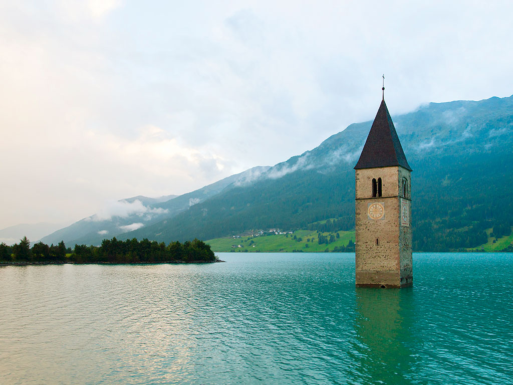 A submerged tower after flooding