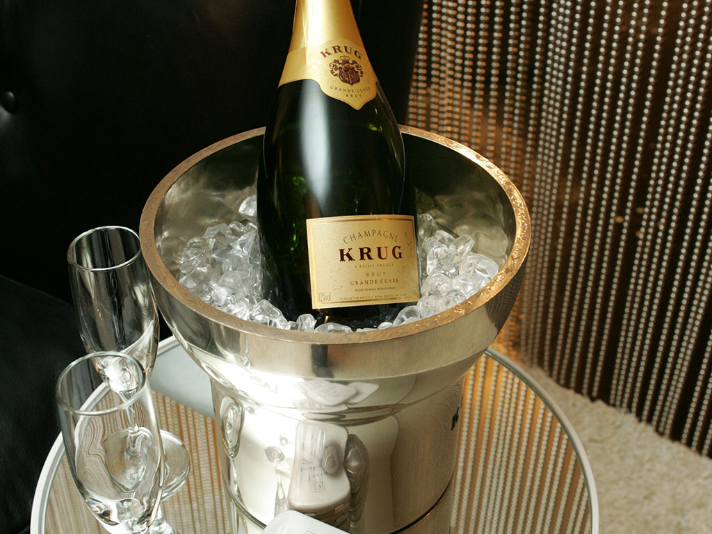Krug Champagne chilling in an ice bucket