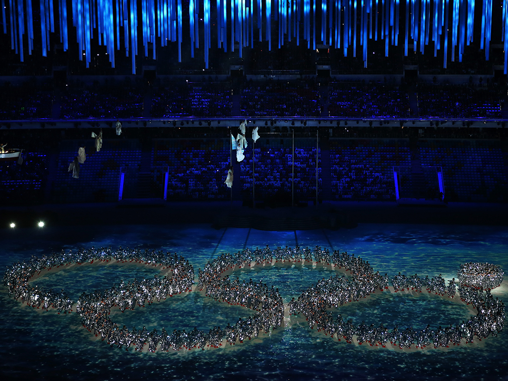 The 2014 Sochi Winter Olympics were not without hiccups, but Russia didn't always rush to the offence. Above, dancers reenact the 'opening ceremony ring failure' at the closing ceremony 