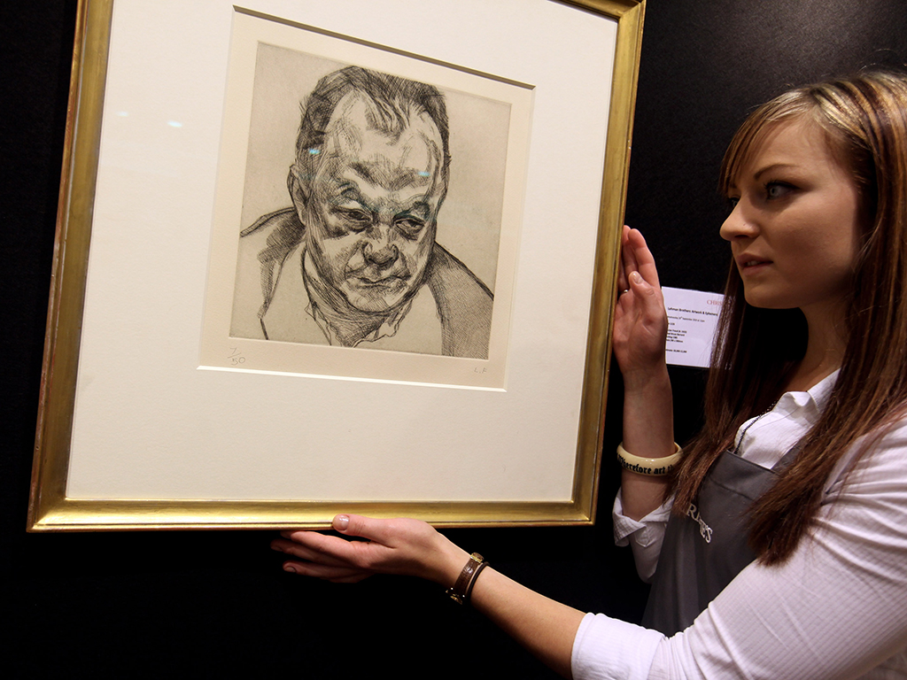 A Lucian Freud artwork titled 'Head Bruce Bernard' is auctioned off after Lehman Brothers collapsed