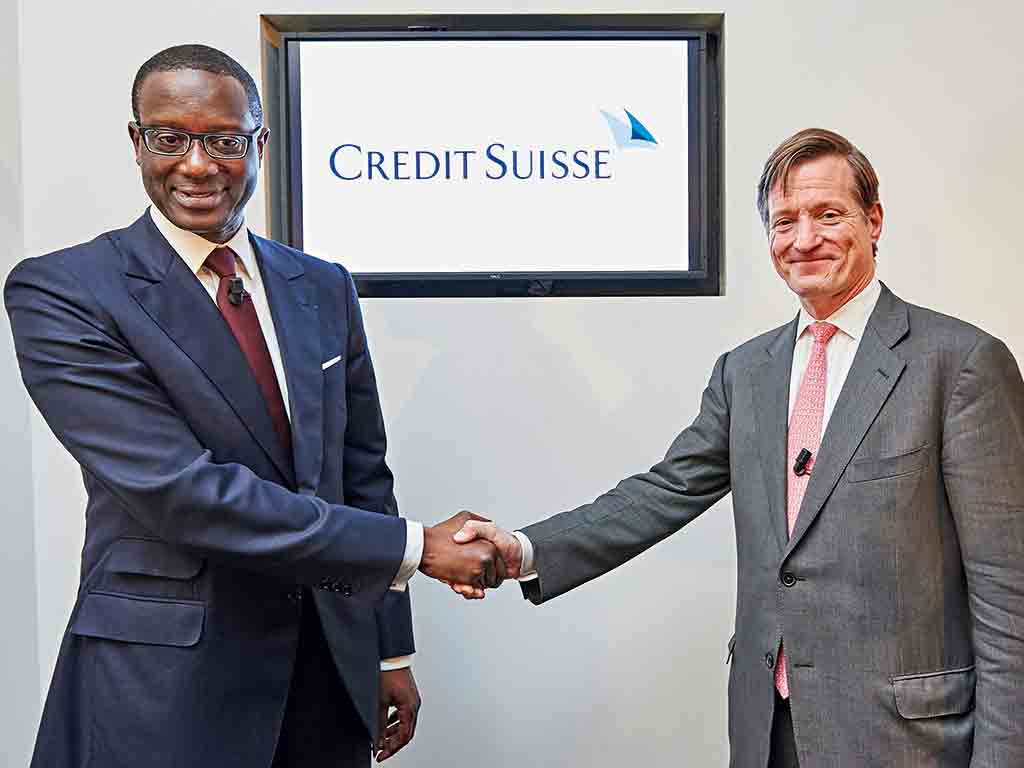 Tidjane Thiam with outgoing Credit Suisse CEO Brady Dougan 